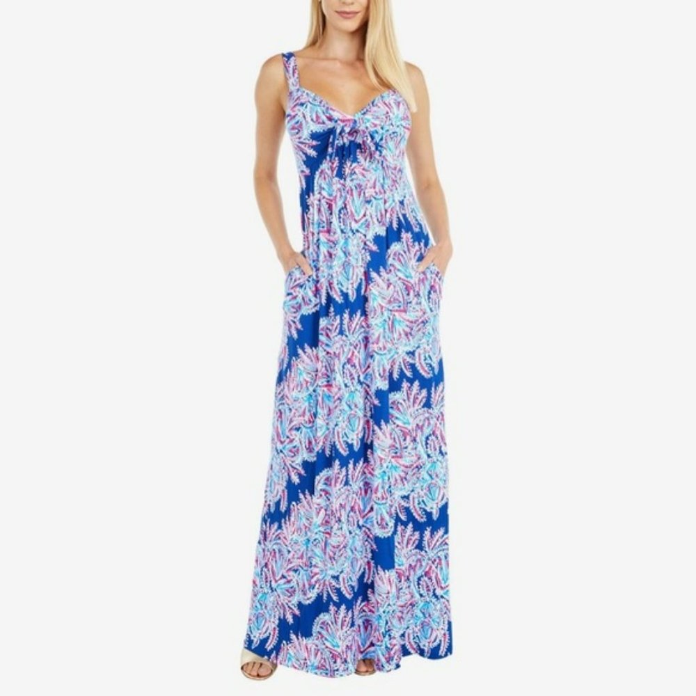 Lilly Pulitzer Maui Maxi Dress in Oyster Bay Blue Miss Shell Size 6